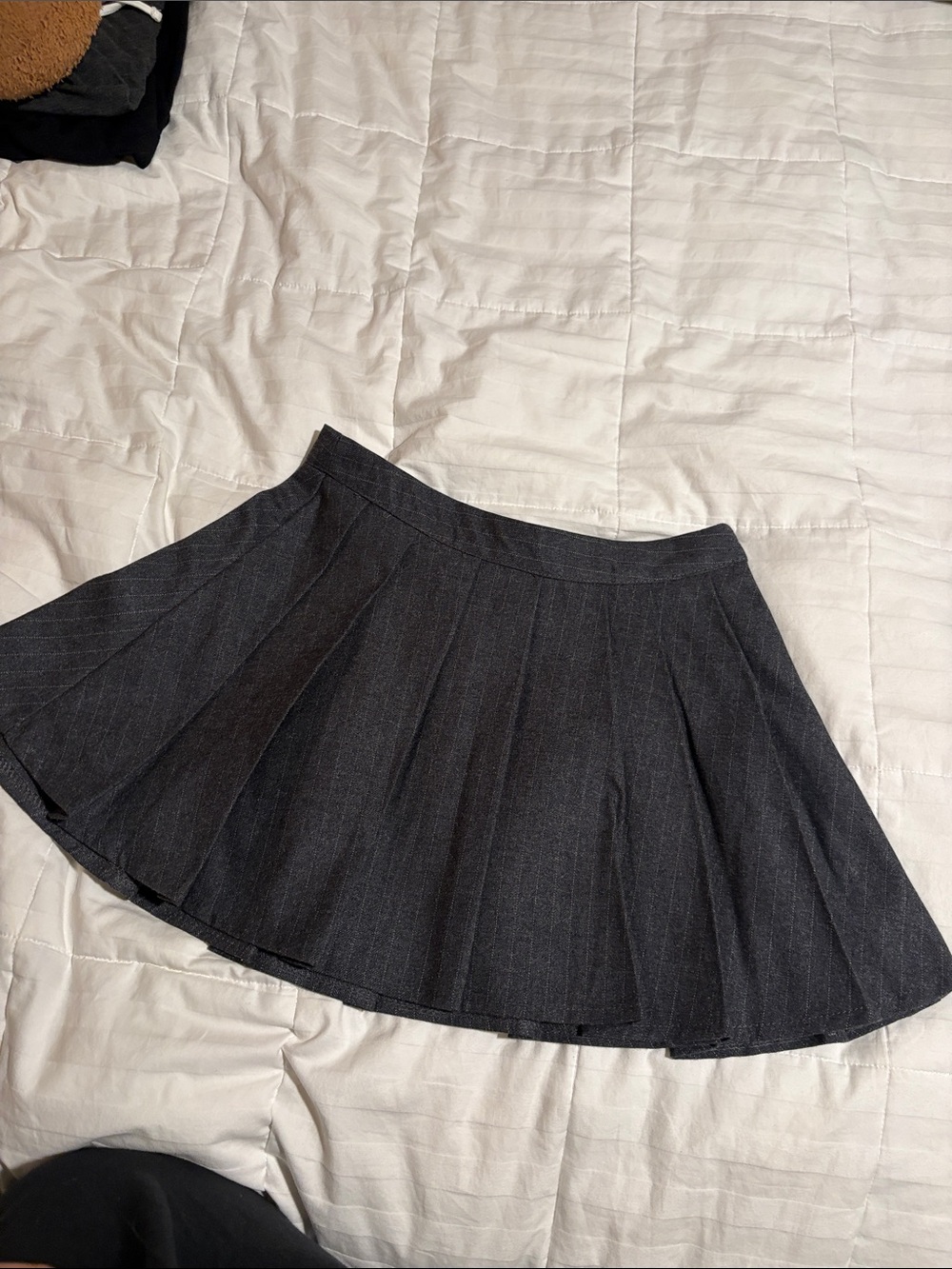 Grey pinstripe skirt